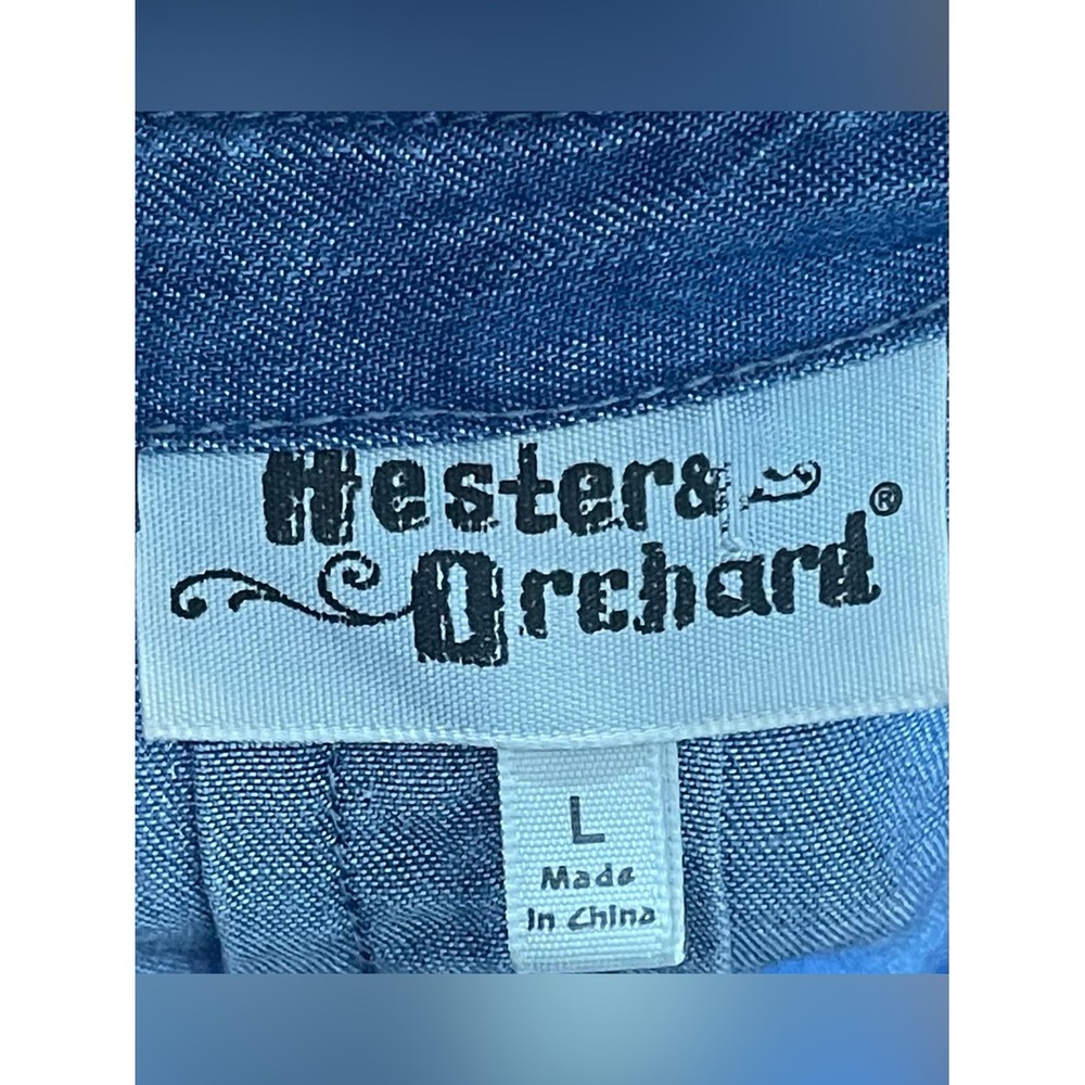 Western & Orchard Blue 100% Tencel Denim Button Down Roll Tab Shirt Large - Picture 7 of 9
